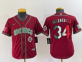 Youth Mexico Baseball #34 Fernando Valenzuela 2023 Red World Classic Stitched Jersey10,baseball caps,new era cap wholesale,wholesale hats